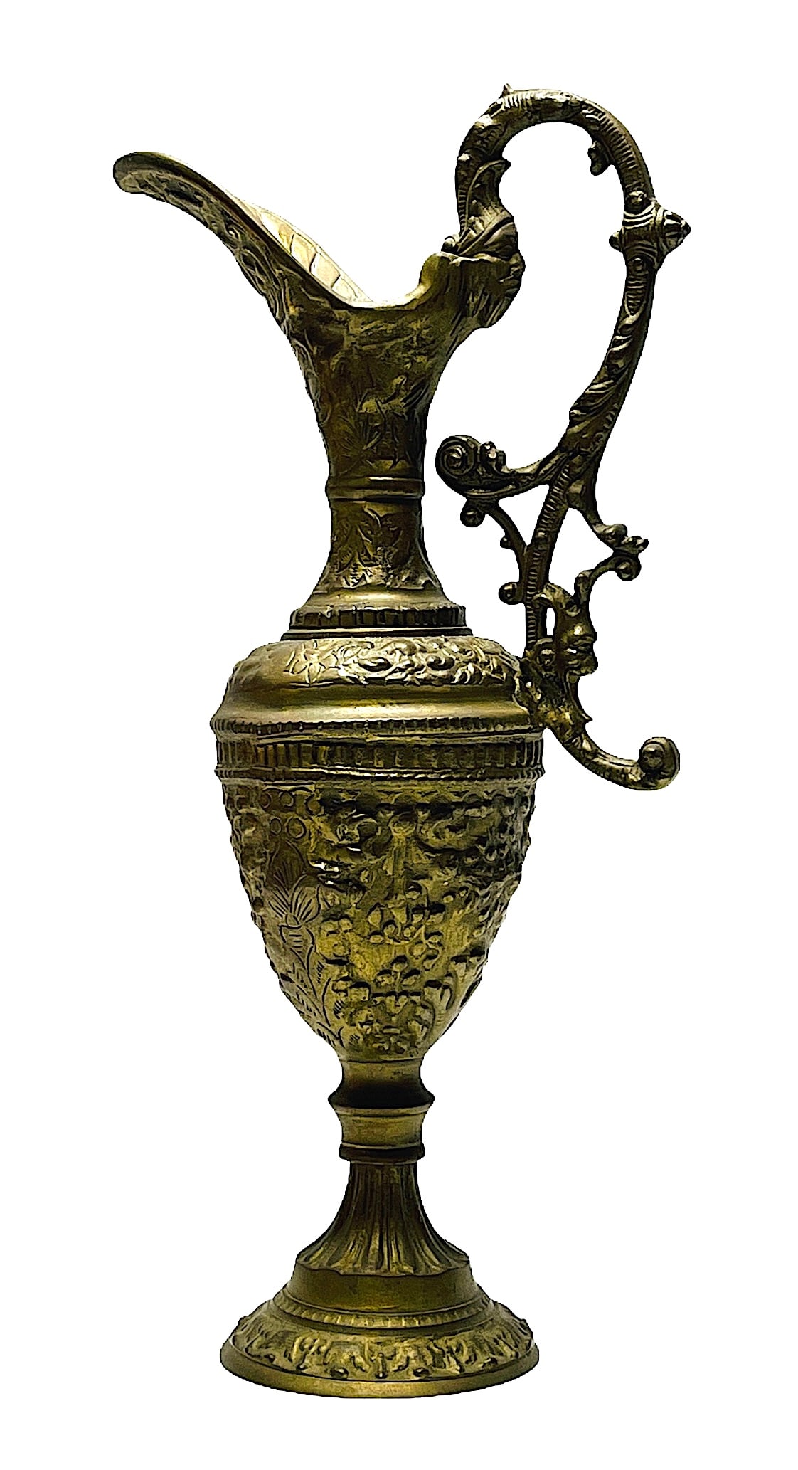 Antique Bronze Embossed Cherub Urn or Pitcher.: Antique Bronze Cherub urn or pitcher, it measures 15.25 "tall x 7.25" diameter some sign of wear and tear due to ages, ca. 1890. European.