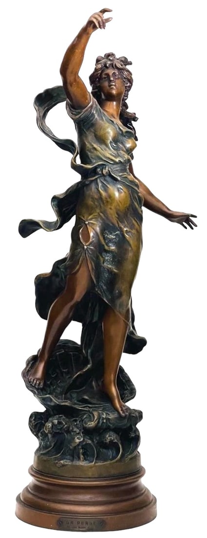 Sculpture of woman signed Louis Moreau. (1 of 7)
