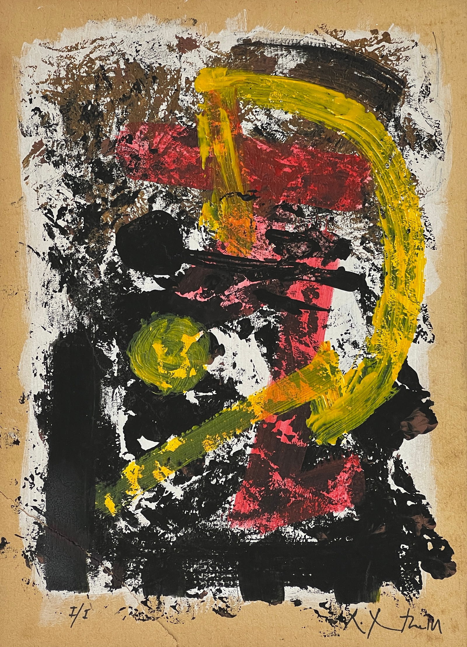 Robert Motherwell, Gouache and oil on cardboard. (1 of 2)
