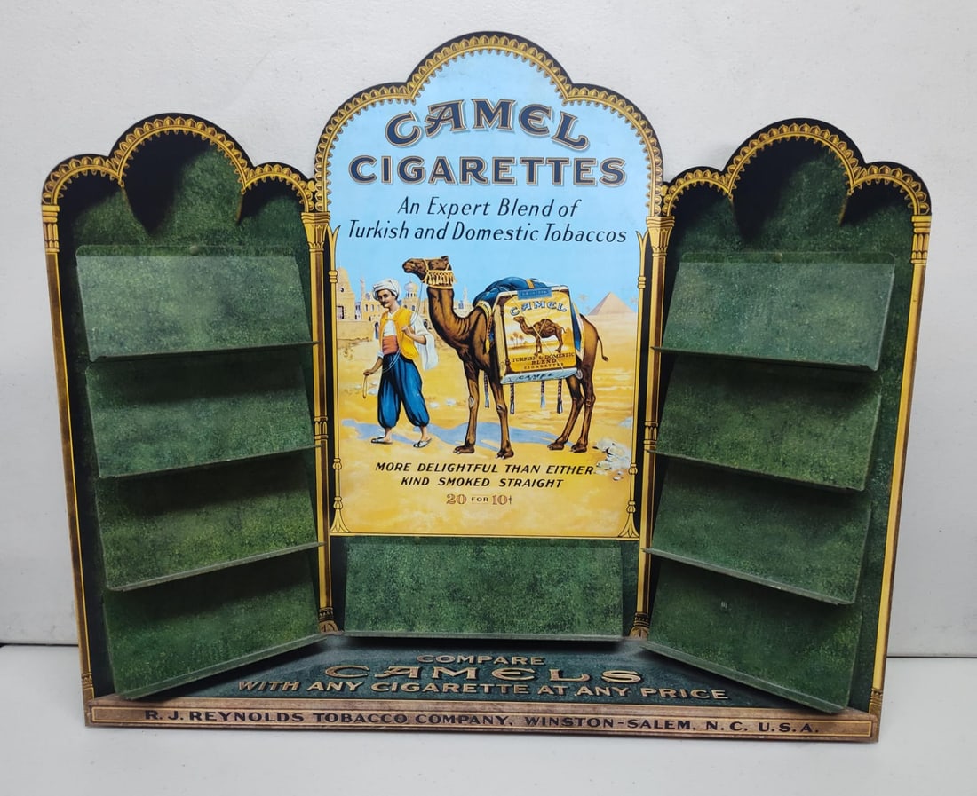 Large Tin Litho Camel Cigarette Counter / Store Display. (1 of 10)