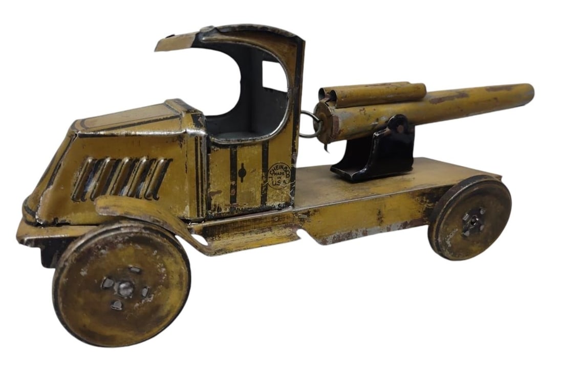 Vintage Artillery Cannon Military Truck Vintage J. Chein Tin Litho Toy. (1 of 4)