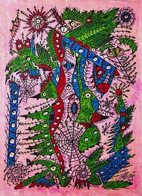 Dario Viejo, Mixed media on cardboard.