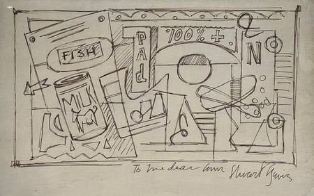 Stuart Davis, Ink on carboard.