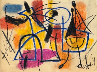 Karel Appel, Pastel on paper.