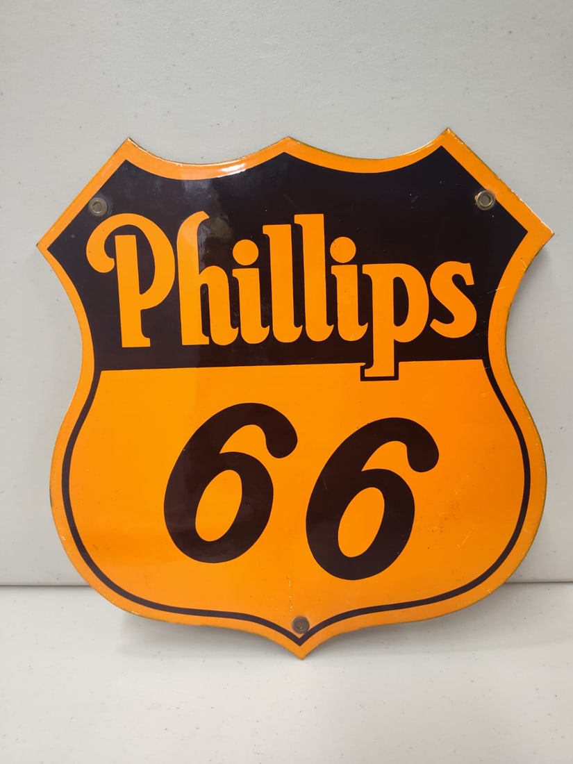 Porcelain Phillips 66 Sheild Advertising Sign / Pump Plate. (1 of 4)