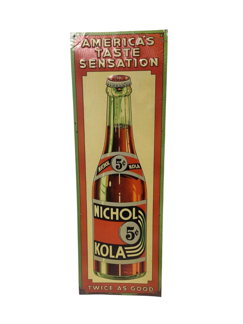 Vintage Nichol Kola 5 Cent Bottle Advertising Tin Sign. (1 of 4)