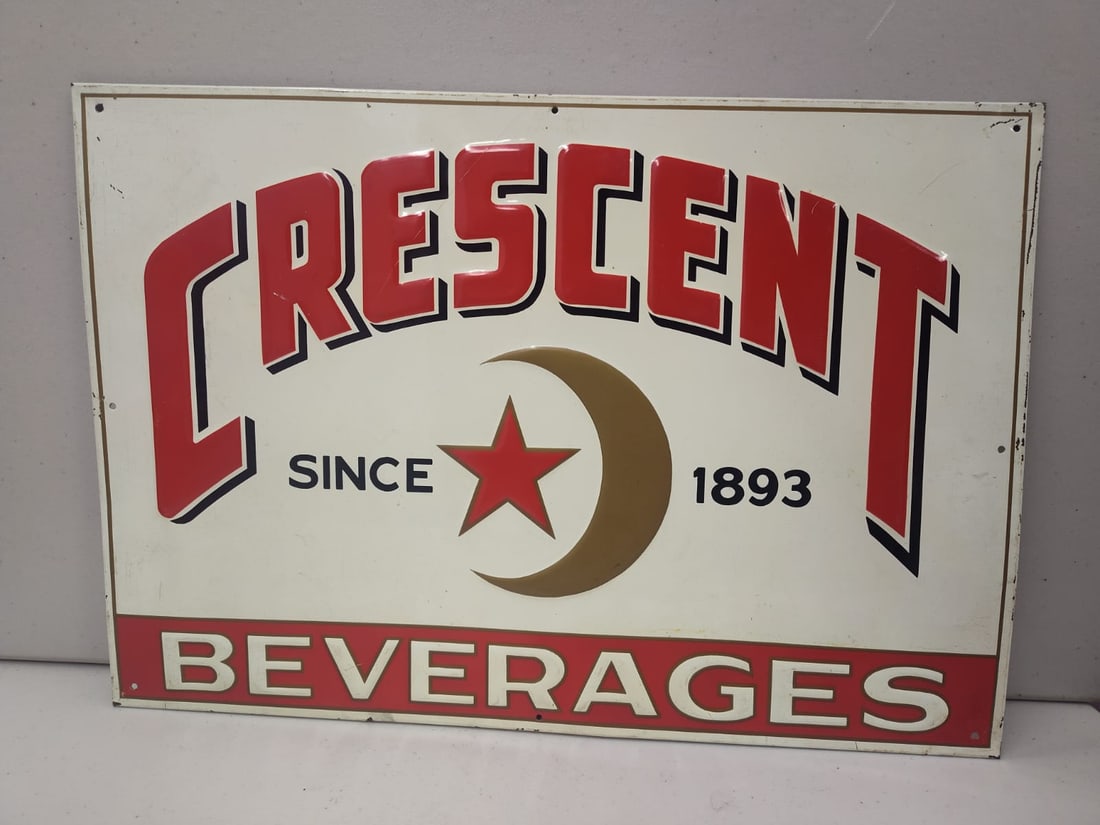Vintage Crescent Beverages Tin Advertising Sign. (1 of 6)