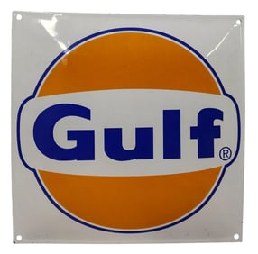 Porcelain GULF Gasoline / Oil Advertising Sign.