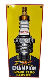 Porcelain Champion Spark Plug Service Advertising Sign.