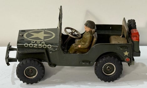 US Zone Germany Arnold US Military Jeep Tin Wind Up Toy.