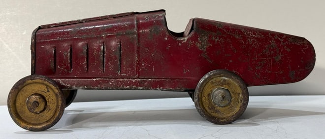 Vintage Pressed Steel Dayton Friction Boat Tail Speedster / Racer.