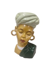 Vintage Elegant Ethnic Woman Ceramic Head Vase.