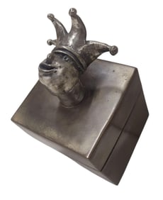 Unique Signed Jester Head Brass Trinket / Jewelry Box.