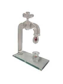 Beautiful Signed Italian Murano Art Glass Faucet with Goldfish & Bowl Sculpture.