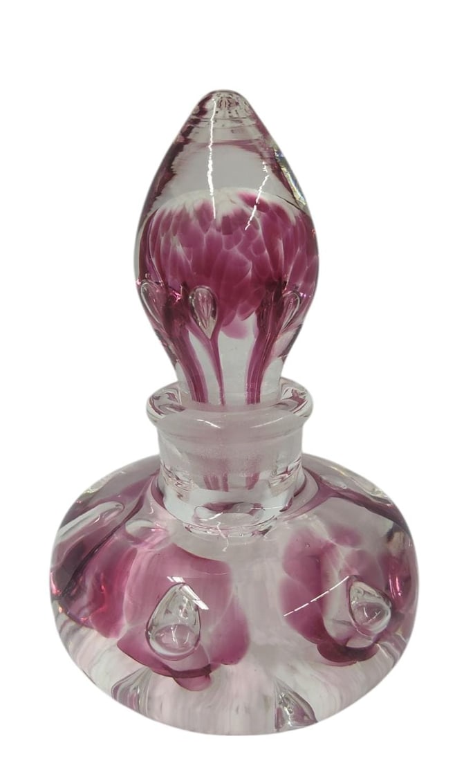 Vintage Joe Rice Signed Studio Art Glass Perfume Bottle.: Signed Studio Art Glass Perfume Bottle. Signed on bottom. Beautiful piece with no damage or signs of repair.