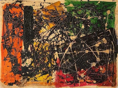 Sam Francis, Oil on cardboard.