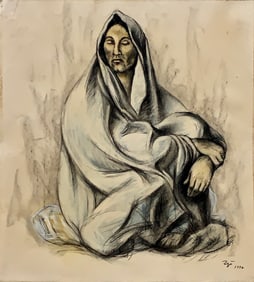 Francisco Zuñiga, Charcoal and pastel on paper.