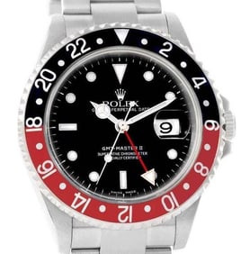 Rolex GMT Master II 40mm Black Red Coke Bezel.