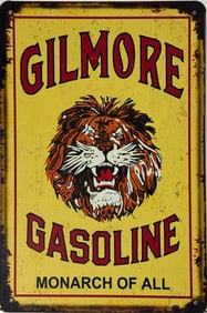 Vintage Style Tin Gilmore Gasoline Advertising Sign.