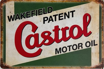 Vintage Style Tin Motor Oil CASTROL Advertising Sign.