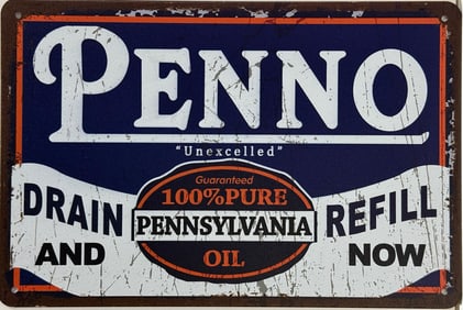 Vintage Style Tin PENNO Oil Advertising Sign.