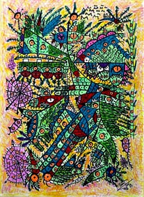 Dario Viejo, Mixed media on cardboard.