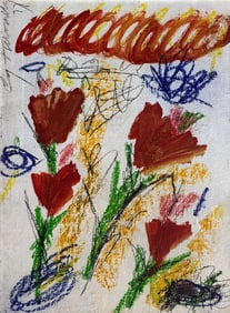 Cy Twombly, Mixed media (Pastel and oil) on board.