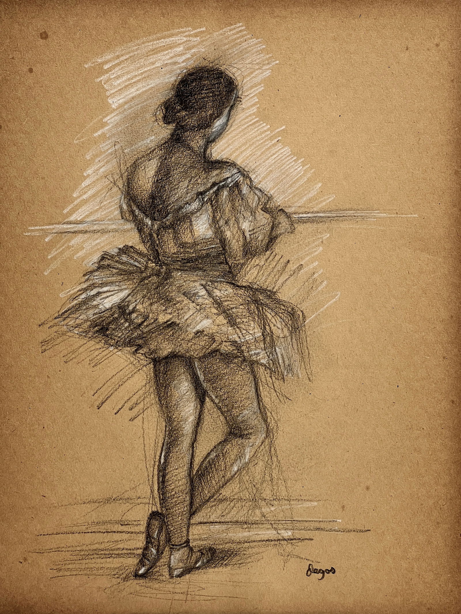 Edgar Degas, Charcoal and pastel on paper.: Attr. Edgar Degas (1834-1917) Title: Untitled (Danseuse), Medium: Charcoal and pastel on paper, Date: ca. 1912, Size: 14" h x 11" w (in). This lot is accompanied by a COA and is not a reproduction, it