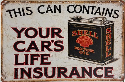 Tin Shell Motor Oil Advertising Sign.