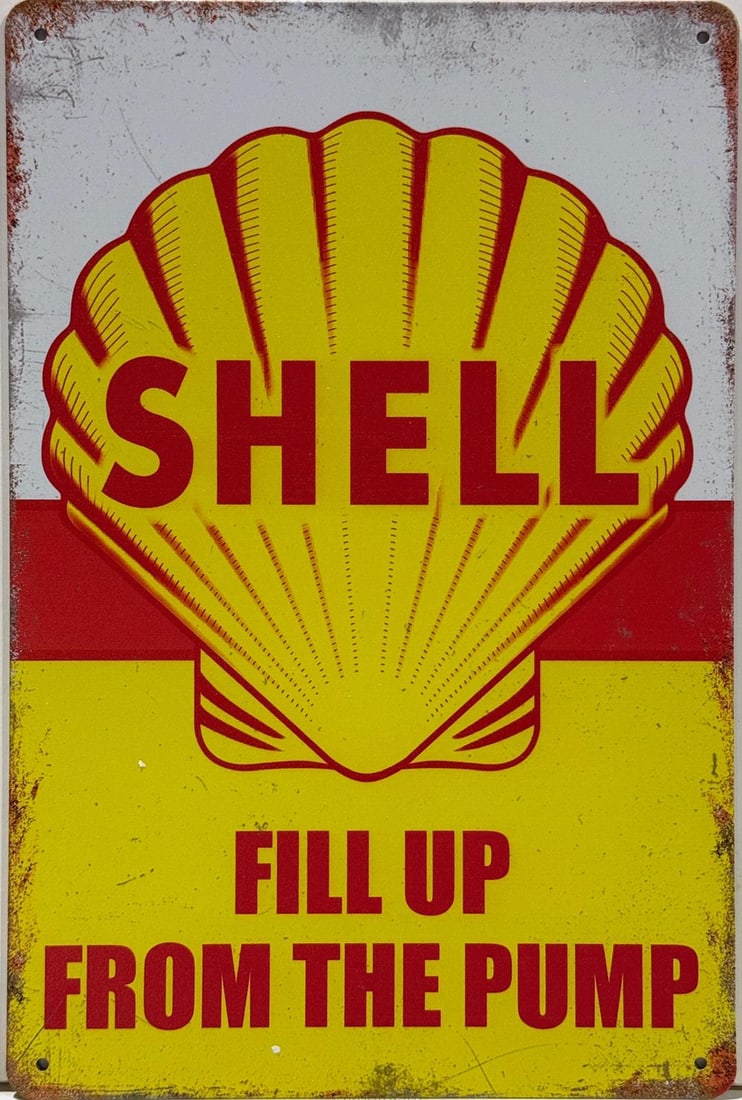 Tin Shell Advertising Sign. (1 of 1)