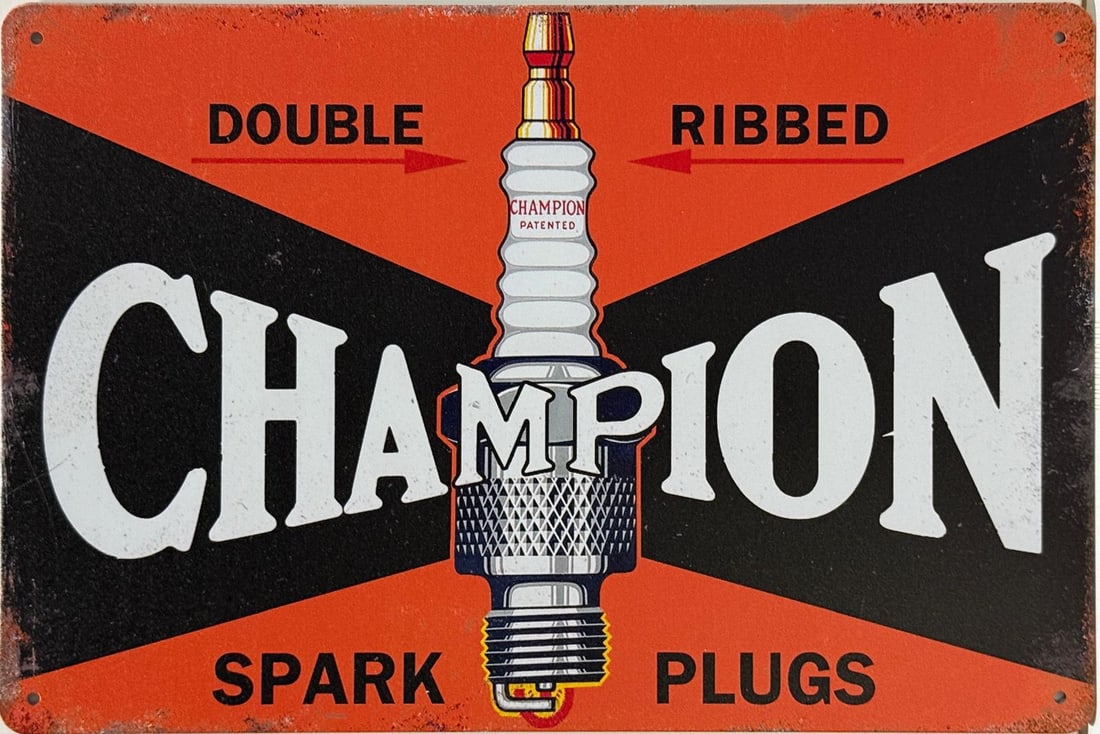 Tin Champion Spark Plugs Advertising Sign. (1 of 1)