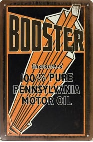 Tin Booter Motor Oil Advertising Sign.