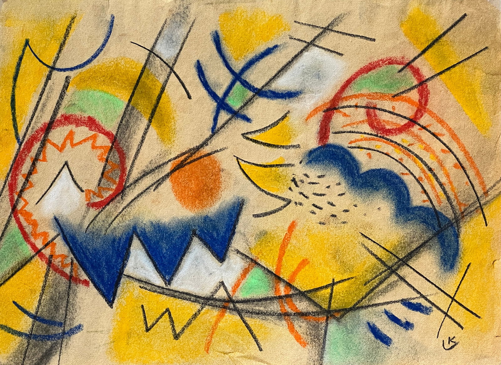 Wassily Kandinsky, Pastel on paper.: Attr. Wassily Kandinsky (1866-1944) Title: Untitled (Landscape), Medium: Pastel on paper, Size: 8" H x 11.50" W inches, Date: ca. 1920-25. This lot is accompanied by a COA (Certificate of Attribution)