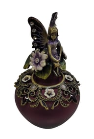 Vintage Style Jeweled and Enamel Fairy Perfume Bottle.