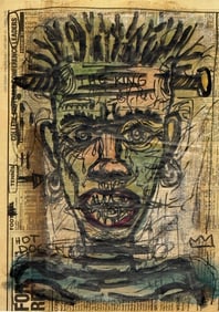 Jean-Michel Basquiat, Gouache and pastel on newspaper.