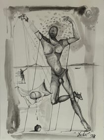 Salvador Dali, Gouache and ink on cardboard.