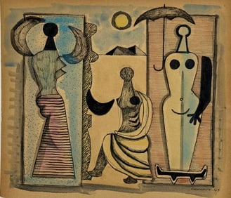 Mario CarreƱo, Ink and watercolor on paper.