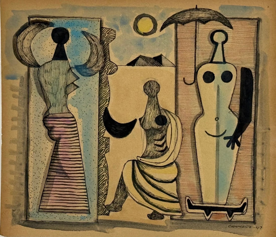 Mario Carreño, Ink and watercolor on paper.