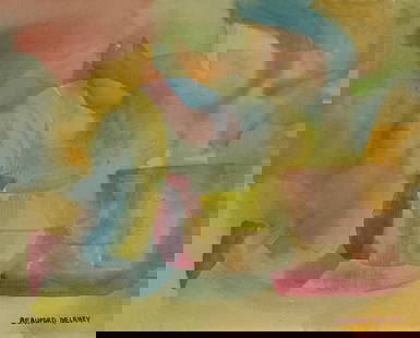 Beauford Delaney, Watercolor on paper.: Attr. Beauford Delaney ( 1901–1979) Title: Untitled (Abstract composition) , Medium: Watercolor on paper, Size: 11" h x 13.75" w inches, Date: circa 1965. This lot is accompanied by a COA (Certifica