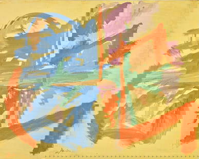 Friedel Dzubas, Acrylic on canvas.: Attr. Friedel Dzubas (1915-1994) Title: Untitled Abstract composition), Medium: Acrylic on canvas, Size: 24" x 30" inches, Date: 1981. This lot is accompanied by a COA (Certificate of Attribution) and