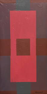 Ad Reinhardt, Oil on canvas.: Attr. Ad Reinhardt (1913-1967) Title: Untitled (Composition), Medium: Oil on Canvas, Size: 24" H x 12.25" W (in), Date: ca. 1966. This lot is accompanied by a COA (Certificate of Attribution) and is n