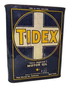 Vintage TIDEX Motor Oil Two Gallon Can.
