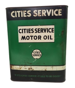 Vintage Cities Service Motor Oil Two Gallon Can.