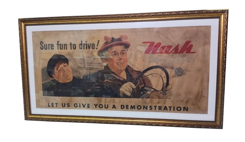 Framed NASH MOTOR CO GOLDEN AIRFLYTE ADVERTISING Dealer POSTER.
