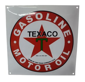Porcelain Texaco Gasoline Motor Oil Advertising Sign.