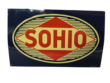 Tin Embossed SOHIO Advertising Sign.