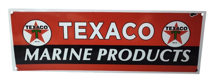 Porcelain Texaco Marine Products Advertising Sign.
