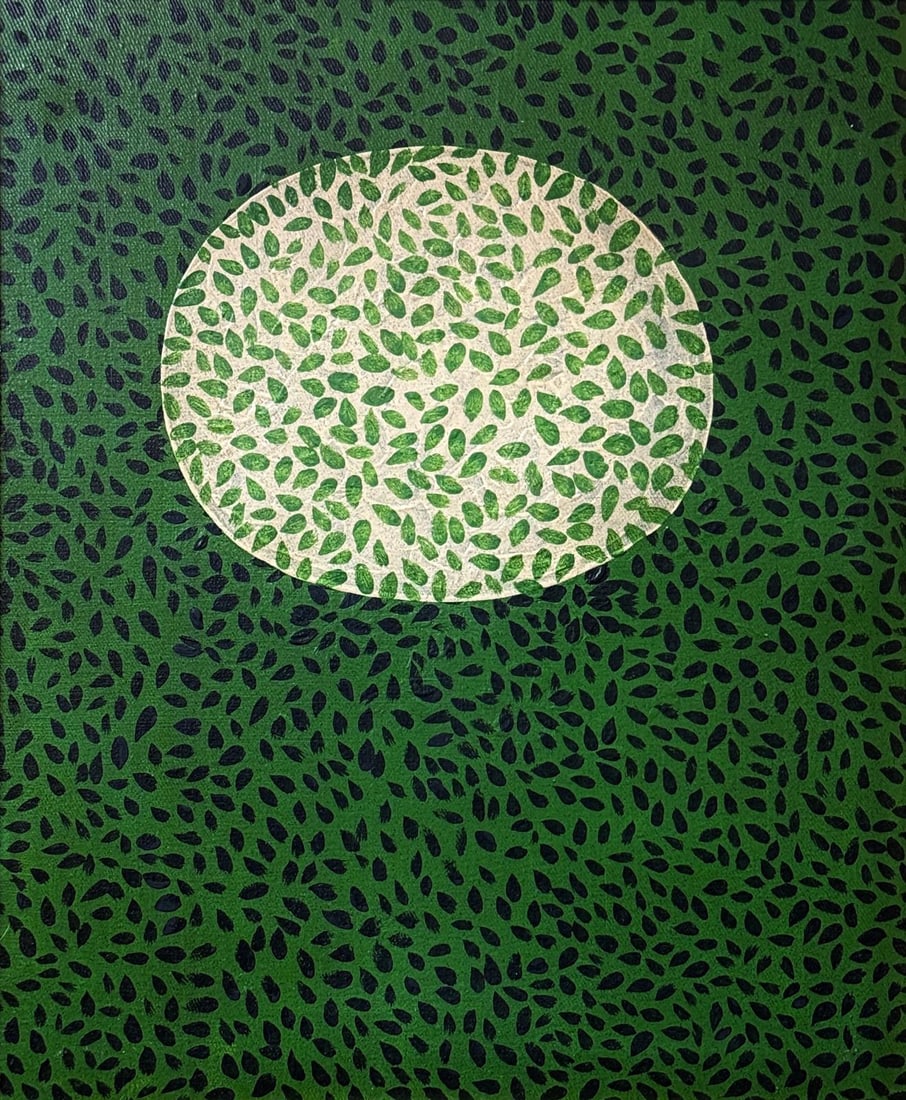 Yayoi Kusama, Oil on canvas.: Attr. Yayoi Kusama (American, born. 1929) Title: Untitled (Fall), Medium: Oil on canvas, Size: 18" h x 15" w (inches), Date: 1981. This lot is accompanied by a COA (Certificate of Attribution) and is 