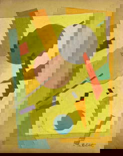 Ivan Kliun, Gouache and pencil on paper.: Attr. Ivan Kliun (1873-1942) Title: Untitled (Abstract Composition), Medium: Gouache and pencil on paper, Size: 14" H x 11.25" W (inches), Date: ca. 1940. This lot is accompanied by a COA (Certificate