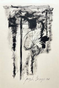 Joseph Beuys, Gouache and ink on paper.: Attr. Joseph Beuys (1921-1986) Title: Untitled (Abstract composition), Medium: Gouache and Ink on Paper, Size: 18" H x 12" W (in), Date: 1969. This lot is accompanied by a COA (Certificate of Attribut
